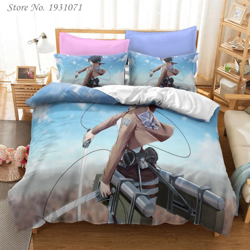 Комплект постельного белья с 3D-принтом из японского аниме атака на Титанов
