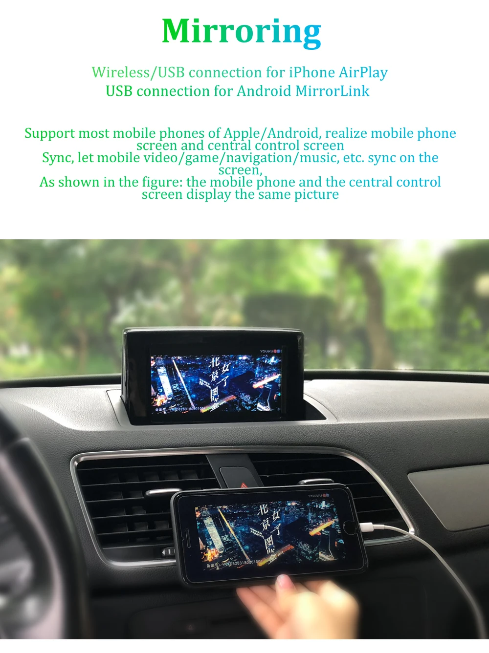 Carlinkit Wireless CarPlay Android Auto Retrofit kit for Audi MMI& No-MMI Original Screen Reverse image CarPlay Decoder