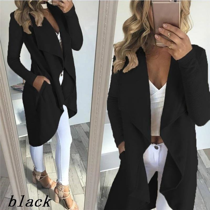 Новый кардиган Тренч для женщин плюс размер 4xl длинный рукав воротник с лацканами