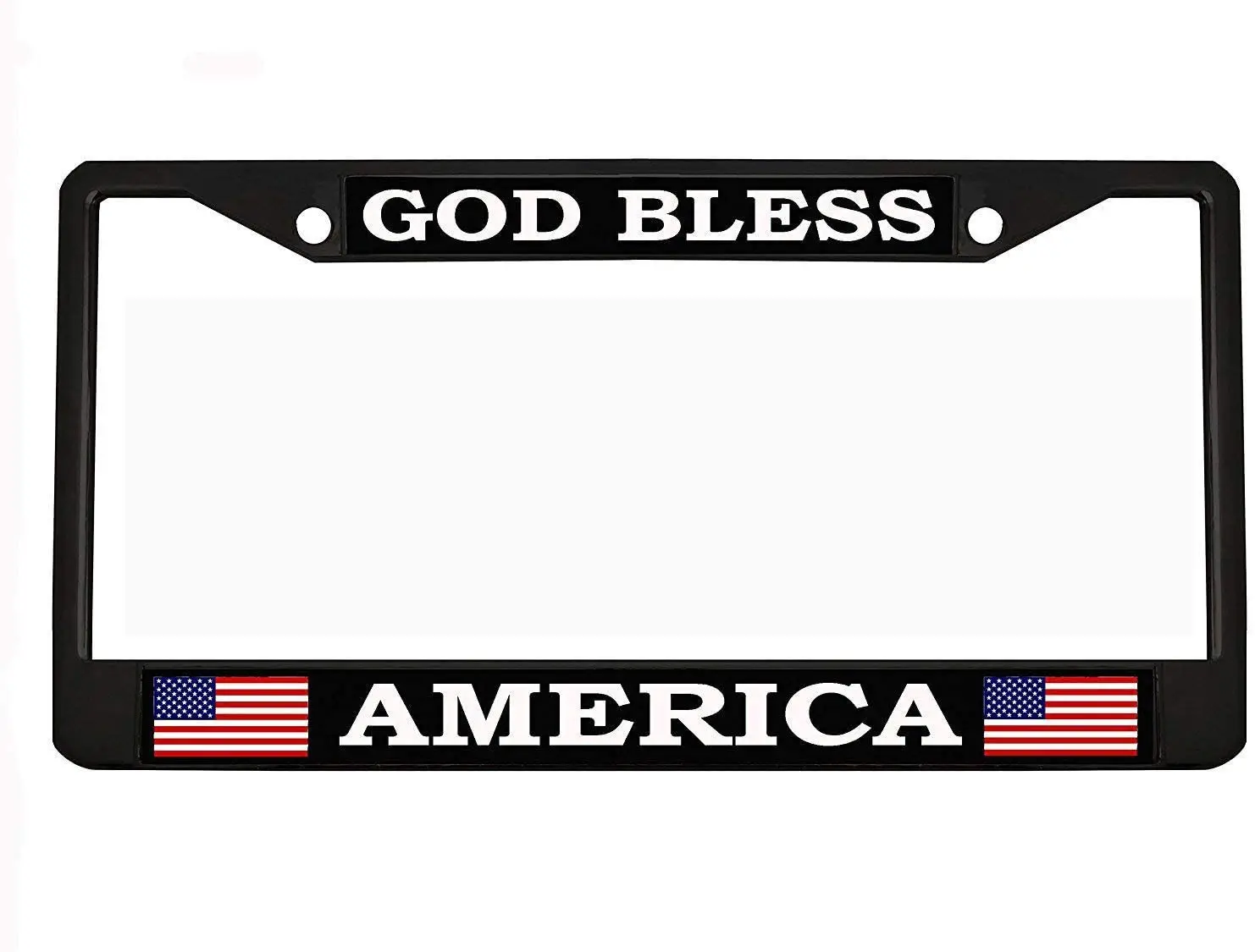 

Bless America Black Metal Auto License Plate Frame Car Tag Holder