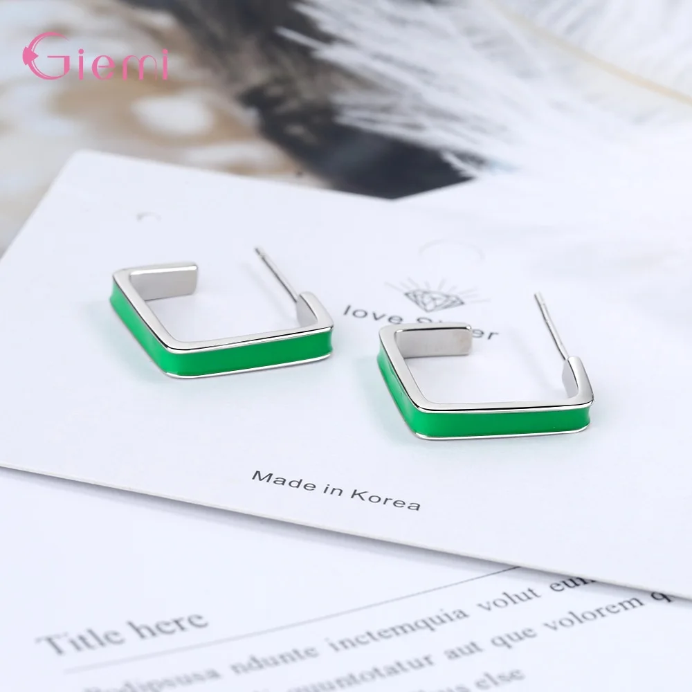 

Cute C Shaped Drop Oil Green Dangle Earring For Women Girl Fashion 925 Sterling Silver Jewerly Earrings Gift Party