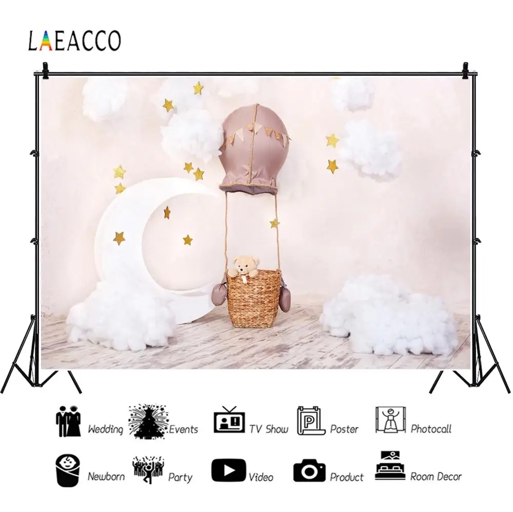 Laeacco Baby Shower Moon Stars хлопковая корзина с облаками для новорожденных Фото фоны индивидуальные Фотофон для фотостудии