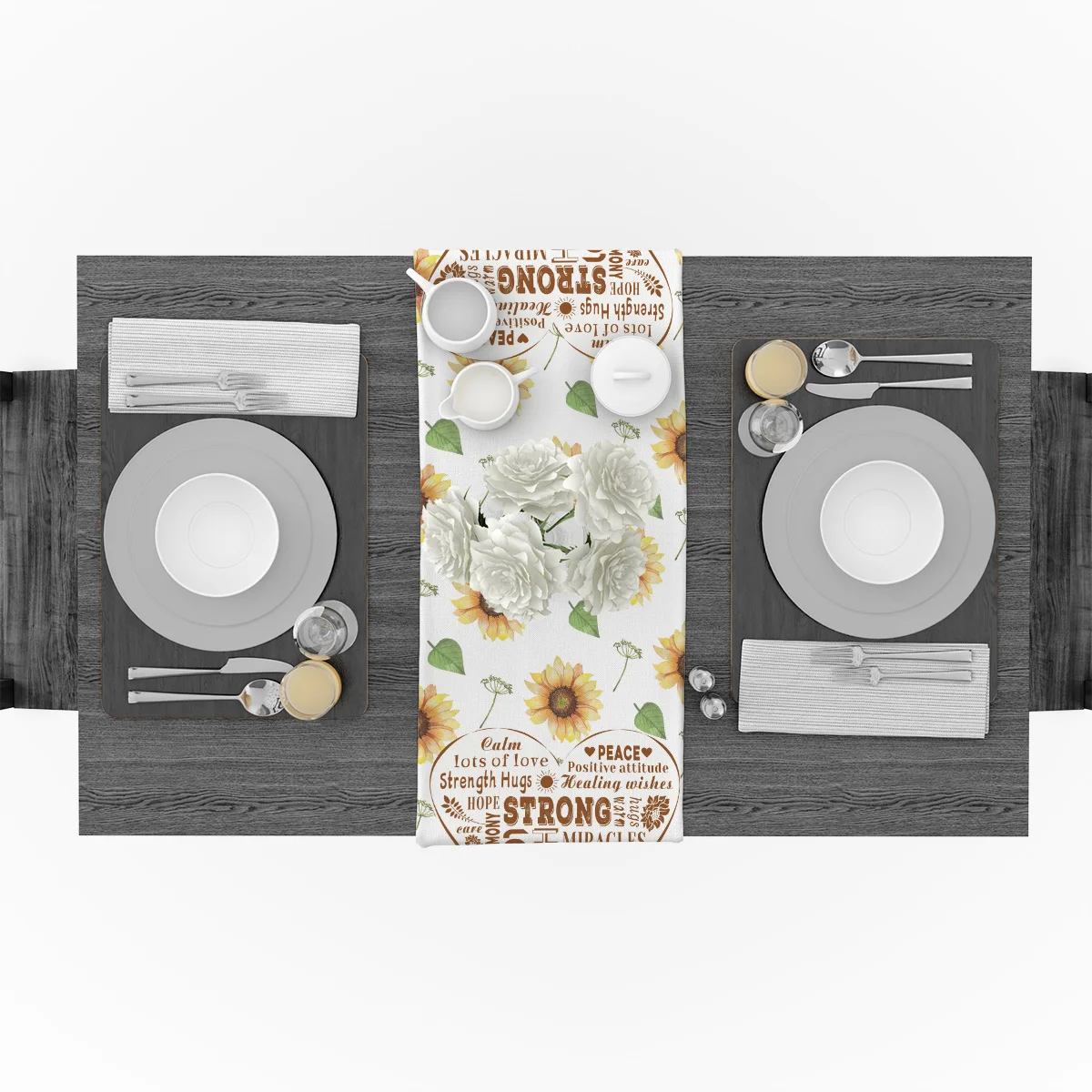 Sunflower Love Healing Words Warm Table Runners For Wedding Party Decoration Modern Runner Home Kitchen Decor | Дом и сад