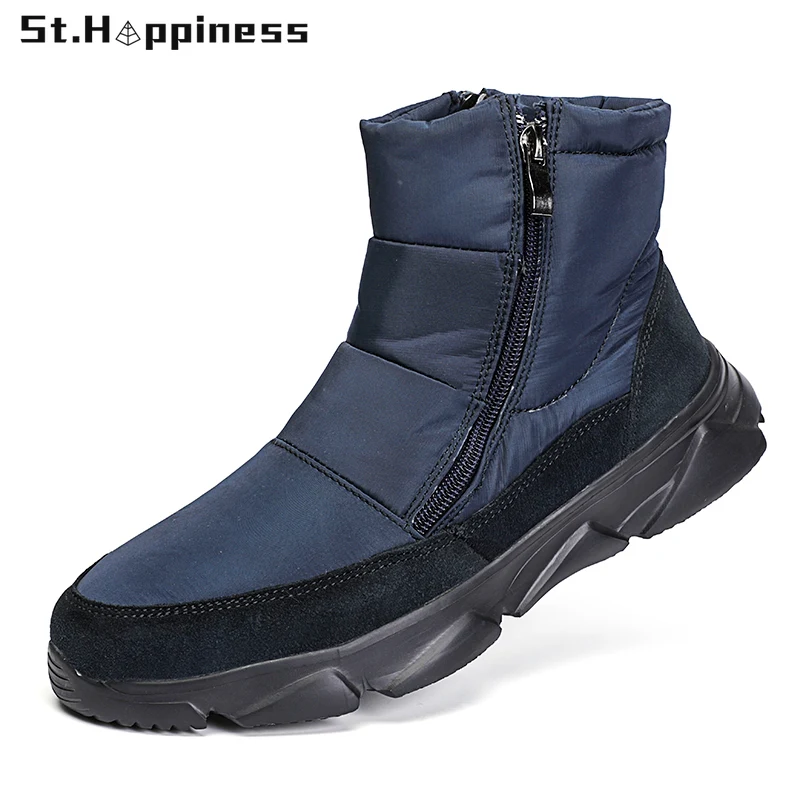 

2021 New Winter Men Boots Fashion Waterproof Plush Warm Snow Boots Outdoor Non Slip Casual Keep Warm Ankle Boots Big Size