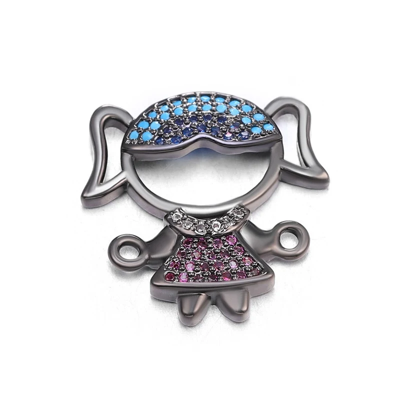 Metal Black Juya DIY ювелирные аксессуары Красочный Циркон буквы мама мальчик девочка разъемы для мамы женский дружба шнур кожаный - Цвет: Metal Black