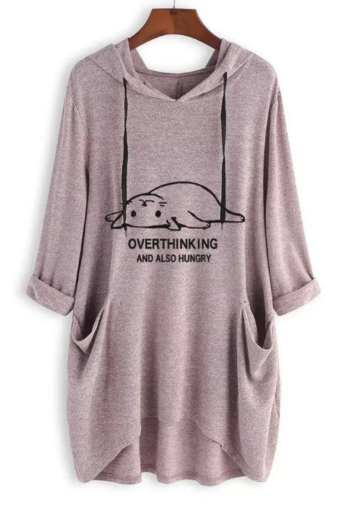 Взрывная свободная футболка с капюшоном женская одежда большого размера принтом