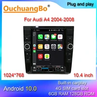 ouchuangbo car radio multimedia for 10 4 inch tesla a4 b6 s4 as4 rs4 b7 2004 2008 android 10 gps navigation stereo carlay