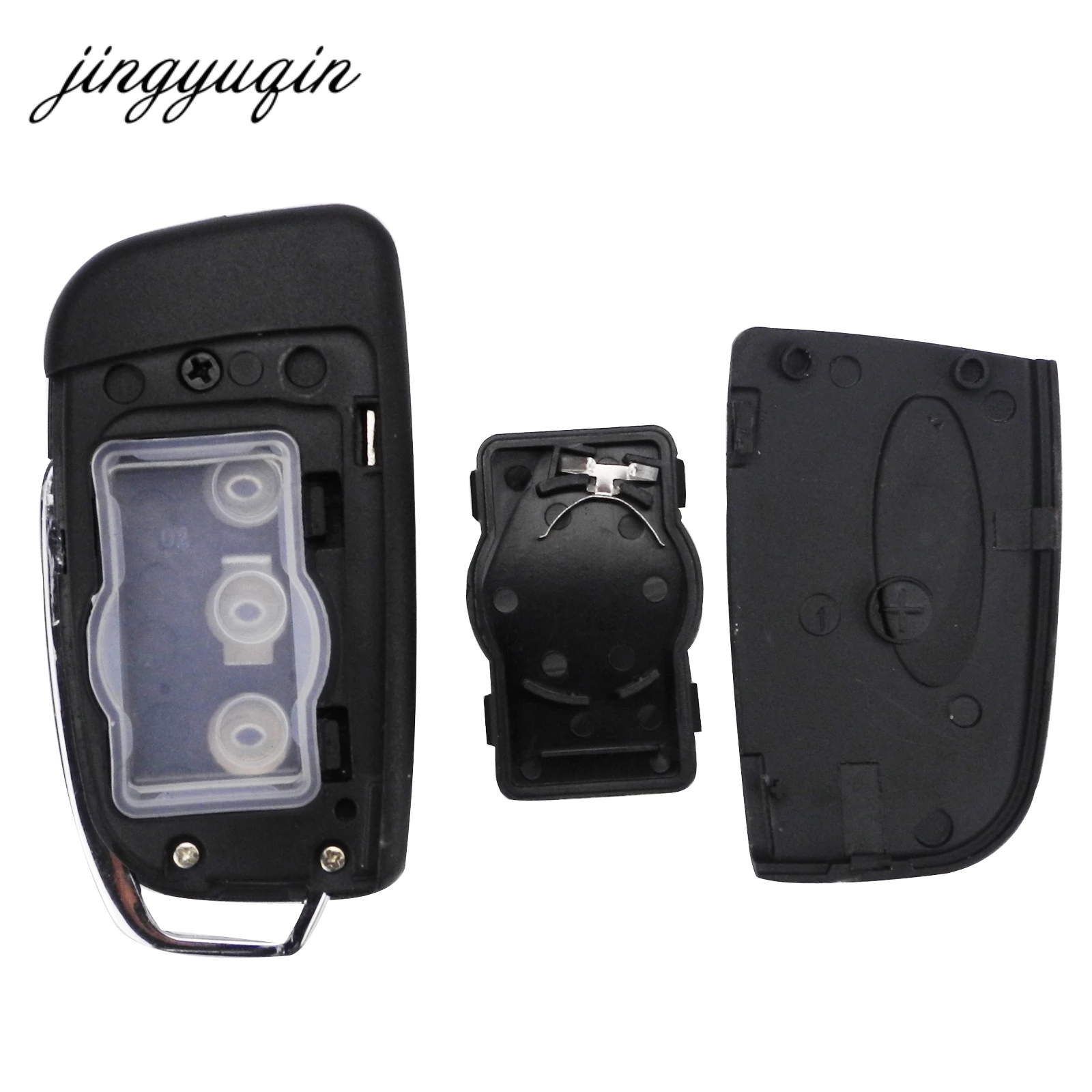 

jingyuqin 10pcs/lot 3 Buttons Folding Key Cover Remote Case for Ford Fiesta Focus 3 Buttons Flip Key Fob HU101 Uncut Blade