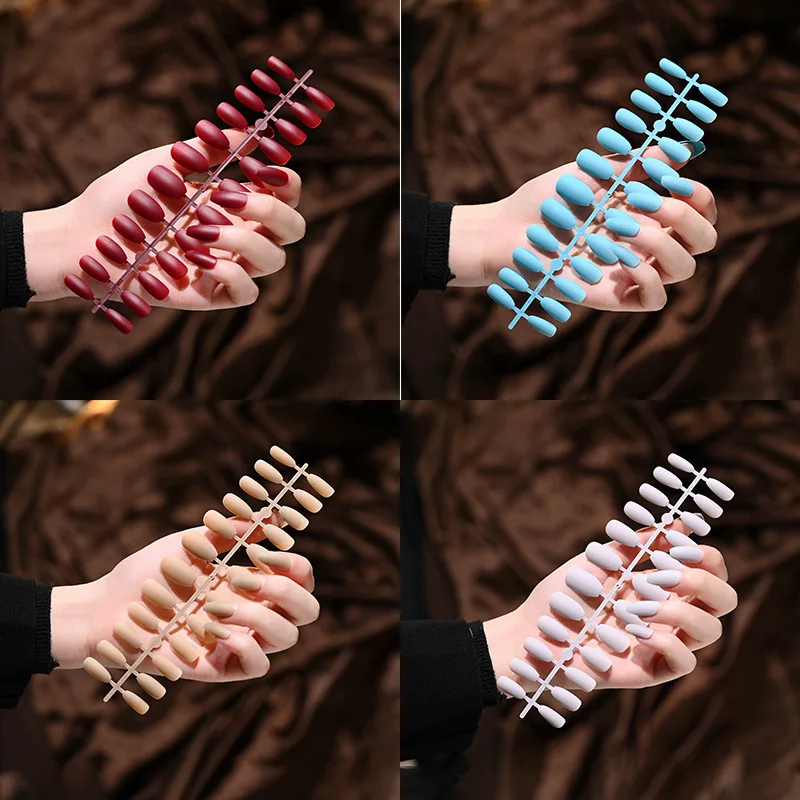 

24PCS Colorful Matte Ballet Nail Tips Press on Nails Coffin Detachable French Full Cover Artificial Nails Art DIY Manicure Tool