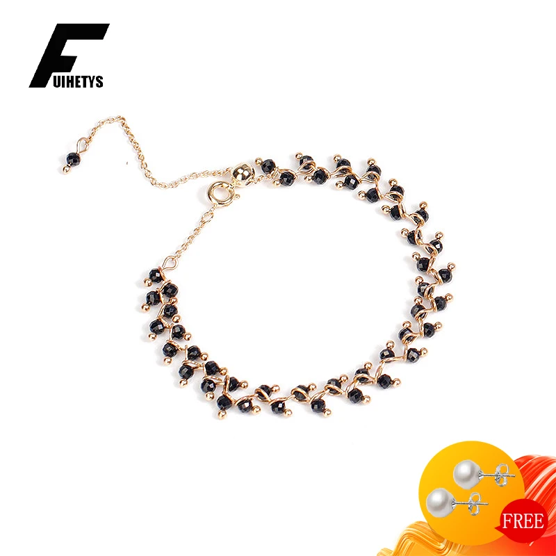 Модный браслет серебряные украшения красный гранат Черный шпинель аксессуары