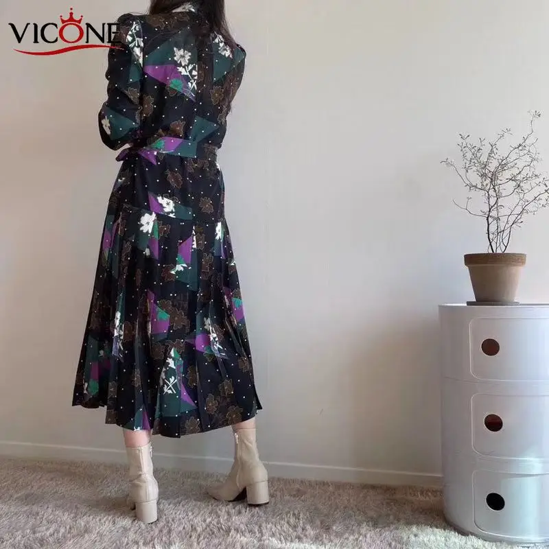 Женское винтажное платье миди VICONE элегантное ТРАПЕЦИЕВИДНОЕ ПЛАТЬЕ с круглым