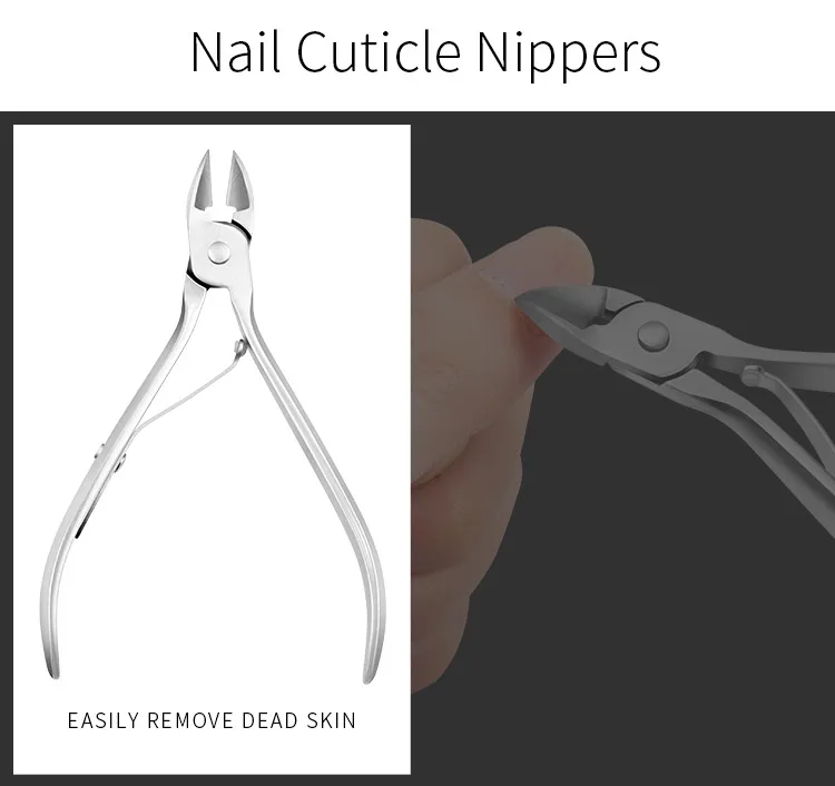 Nail Art Files Dead Skin Fork Remover Cuticle Spoon Cutter Pusher Nipper Clipper Trimmer Scissors Manicure Care Tool 4Pcs/set