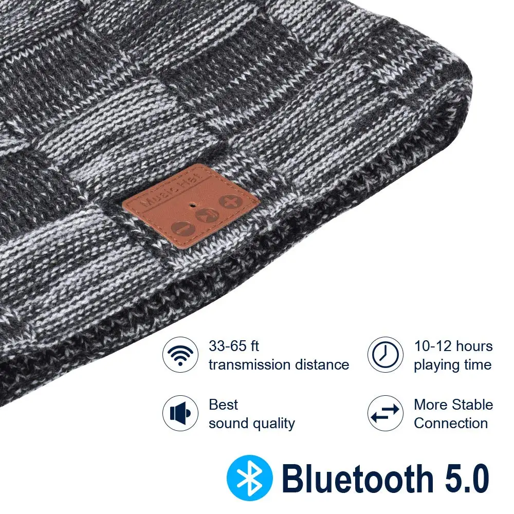 Bluetooth Beanie, V5.0 Bluetooth шапка, беспроводные наушники Beanie наушники, HD стерео колонки Встроенный микрофон, электронные подарки