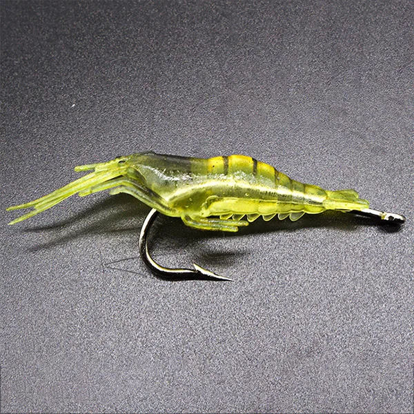 

6 Pcs 4cm Road Soft Shrimp Bait Luminous Shrimp Fishing Lure Hook Fishing Tackle HB88
