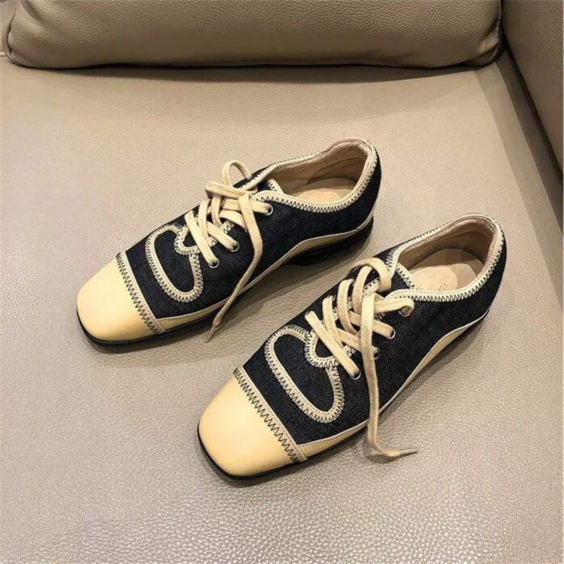 Обувь на низком каблуке лоферы шнуровке женская офисная обувь повседневная