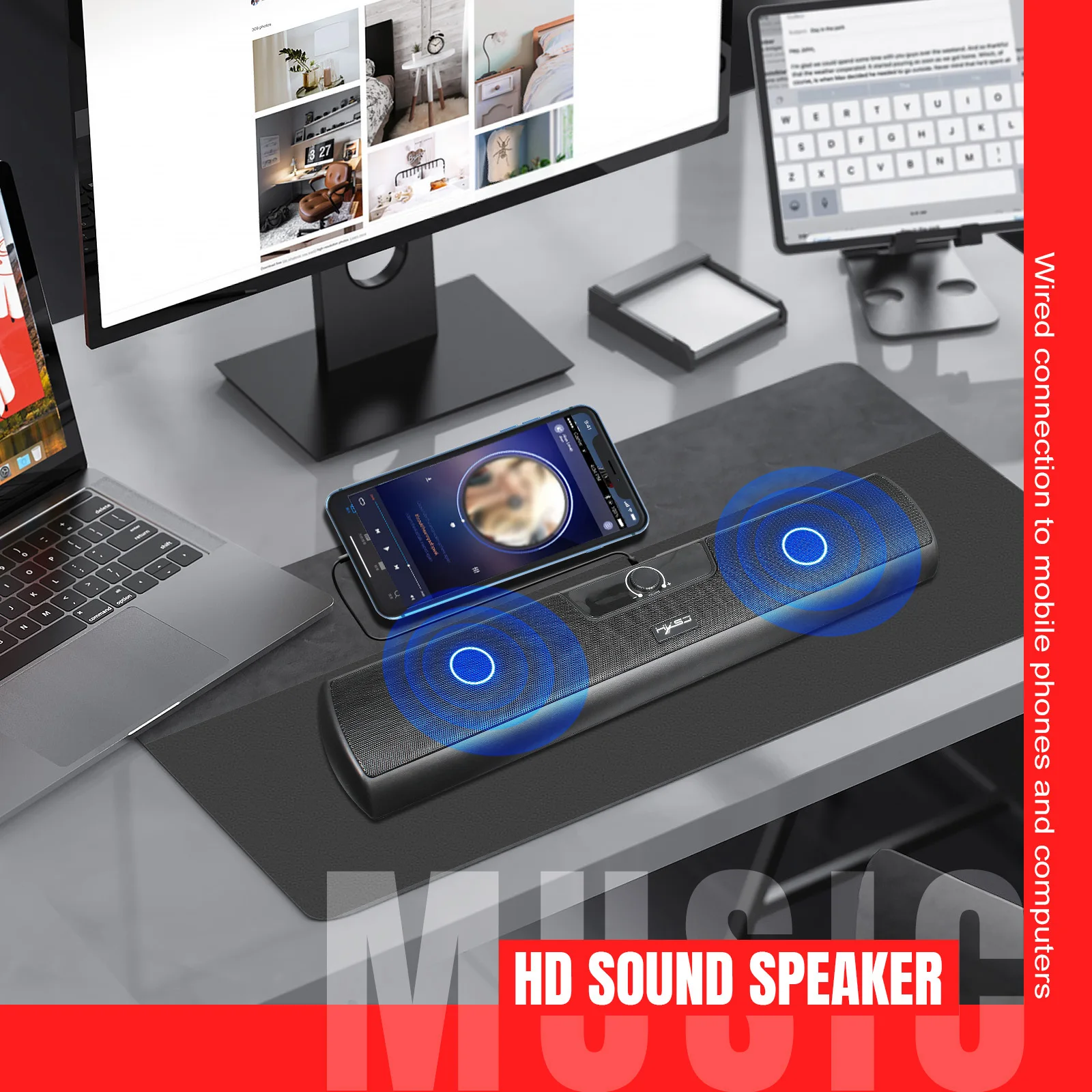 Проводной компьютерный динамик 3 5 мм стерео звуковой сабвуфер Bluetooth для Macbook