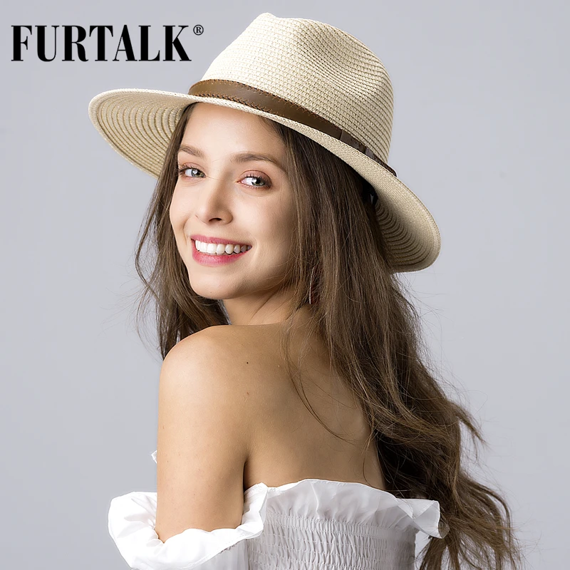 Шляпа FURTALK Соломенная женская/Мужская Панама для пляжа солнцезащитная Кепка