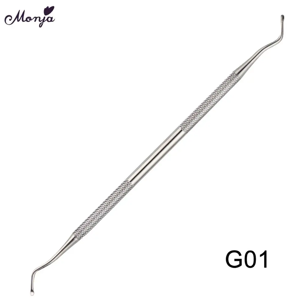G01 Monja, двухконцевые ноготь, ноготь, подтяжка, нержавеющая сталь, корректор буйона, для чистки ног, уход за вросшим крючком, инструмент для педикюра - Цвет: G01