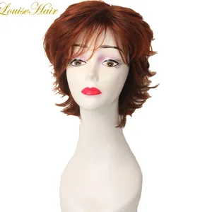 Louise Hair Short Layered Shaggy Wavy Full Synthetic Wigs 130 Copper Red