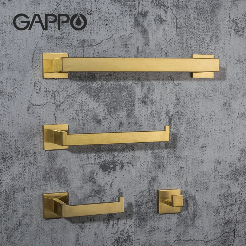 

Gappo Bathroom Hardware Set Black Chrome Gold Paper Holder Robe Hook Single Towel Bar Robe Hook Bathroom Accessories Y38140