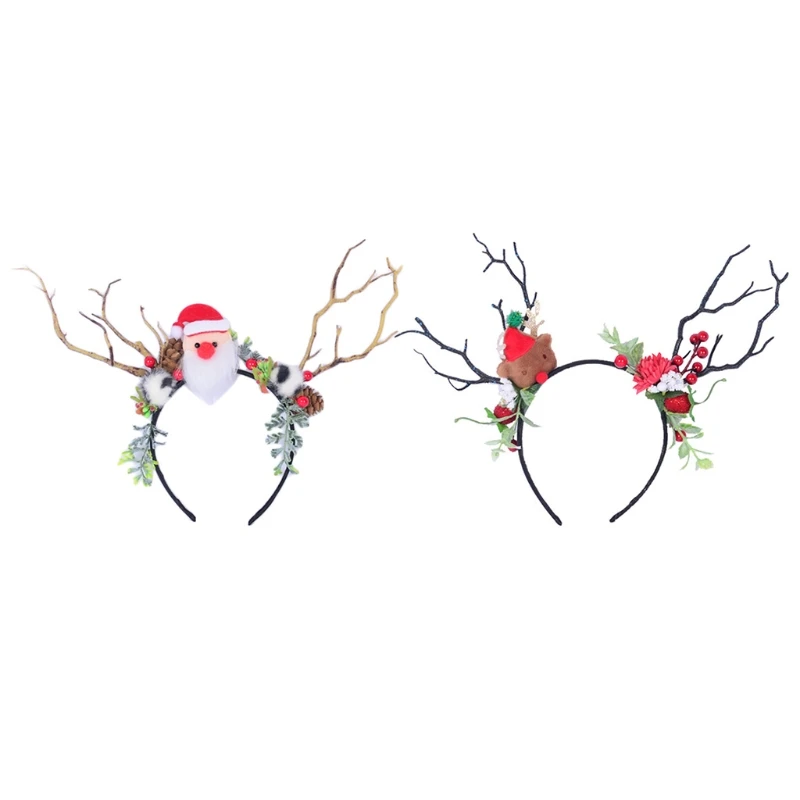 

Y166 Christmas Deer Antlers Headband Reindeer Antlers Hair Hoop Fairy Photo Props