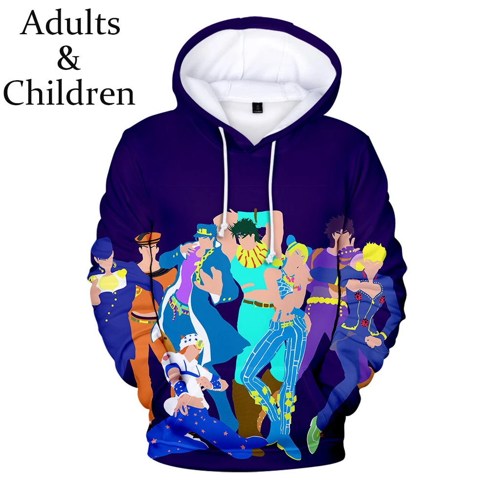 Модные Повседневные популярные детские толстовки JOJO в стиле Харадзюку 3D с