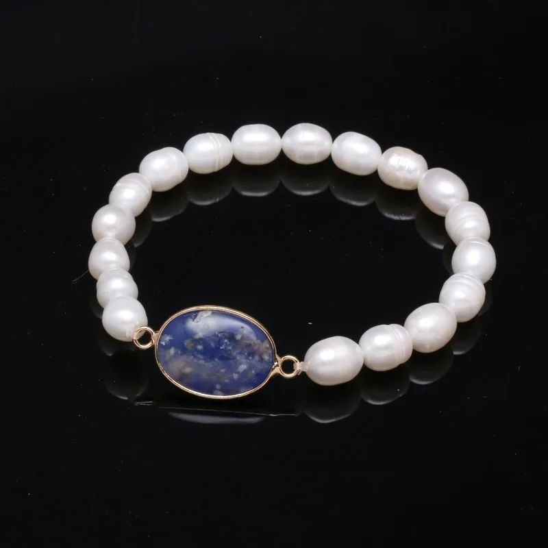 

Freshwater 100% natural white pearl bracelet zinc alloy jewelry provides the best birthday gift for women size 19cm