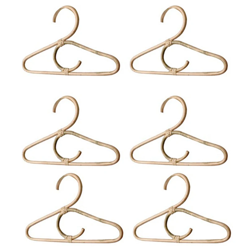 

6Pcs Rattan Clothes Hanger Nordic Style Kids Garments Organizer Rack Children Hanger Kids Room Decor Hangers for Clothes