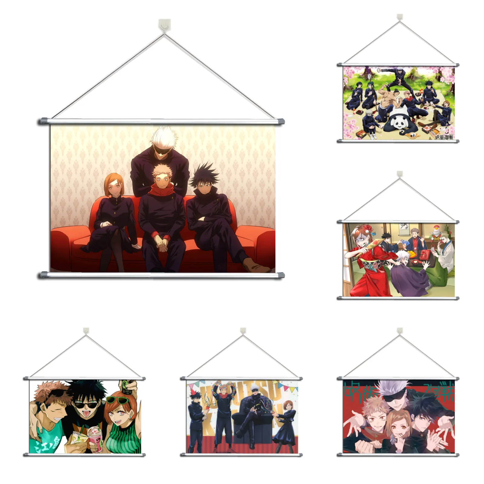 

Юютсу кайсен годжоу Юджи Мегуми нобара из сплава тканевый настенный постер свиток