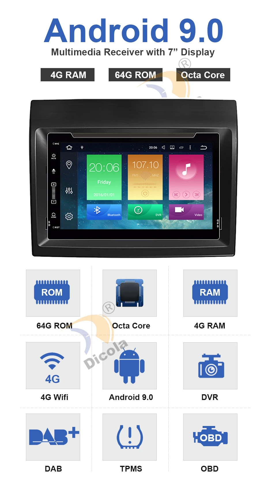Восьмиядерный Android 9,0 автомобильный радиоприемник для FIAT Ducato/CITROEN Jumper/PEUGEOT Boxer 2011- gps навигация CD DVD плеер стерео блок