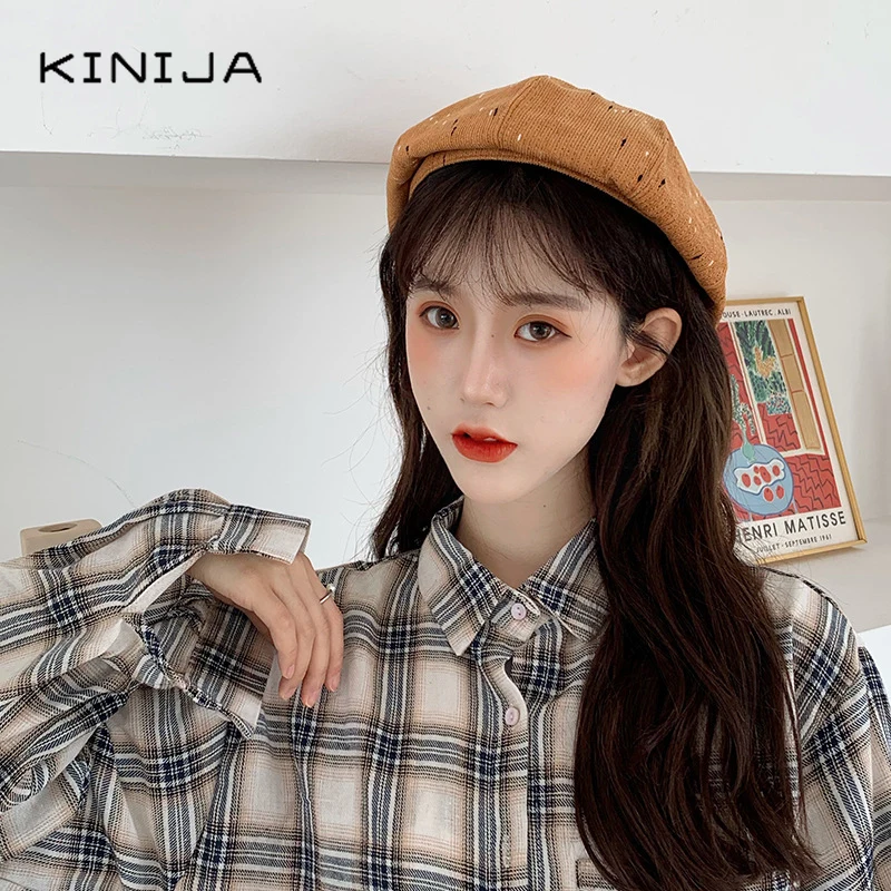 Женский на осень зиму берет в Корейском стиле универсальная ученицы военно