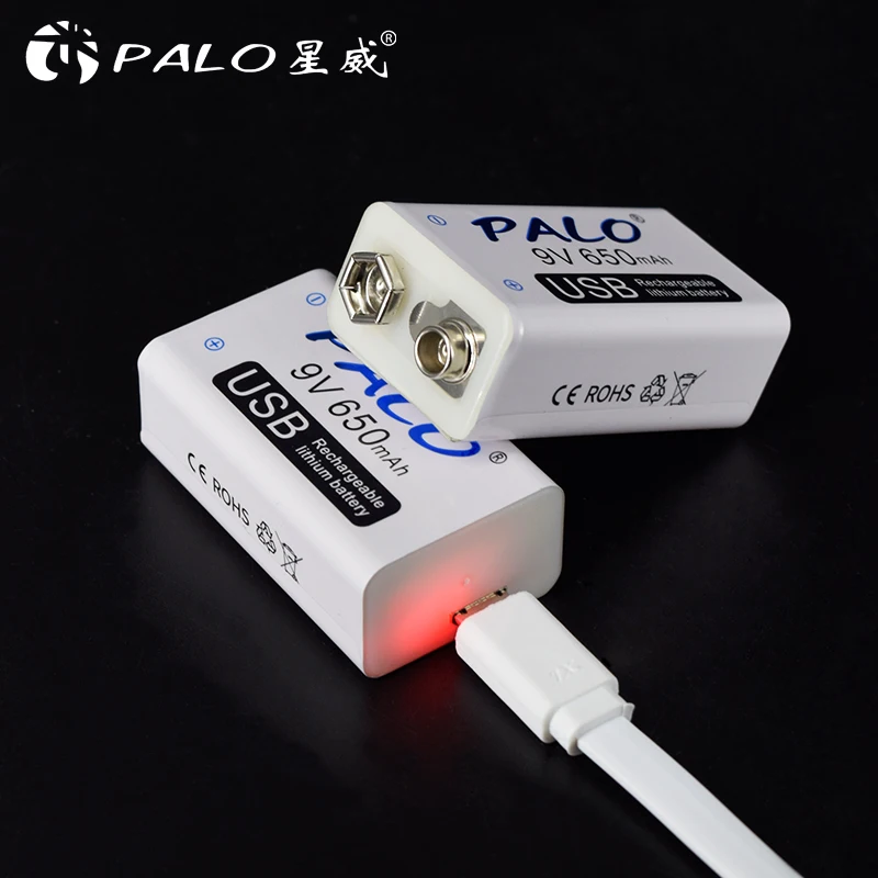 Литий-ионный аккумулятор PALO micro USB 9 в 6F22 В литиевый 650 мА · ч быстрая зарядка