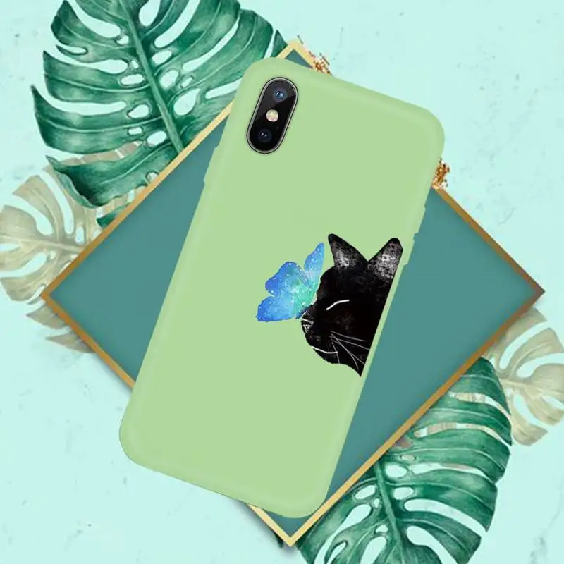 

Cute cat Phone Case Candy Color for iPhone 11 12 mini pro XS MAX 8 7 6 6S Plus X SE 2020 XR