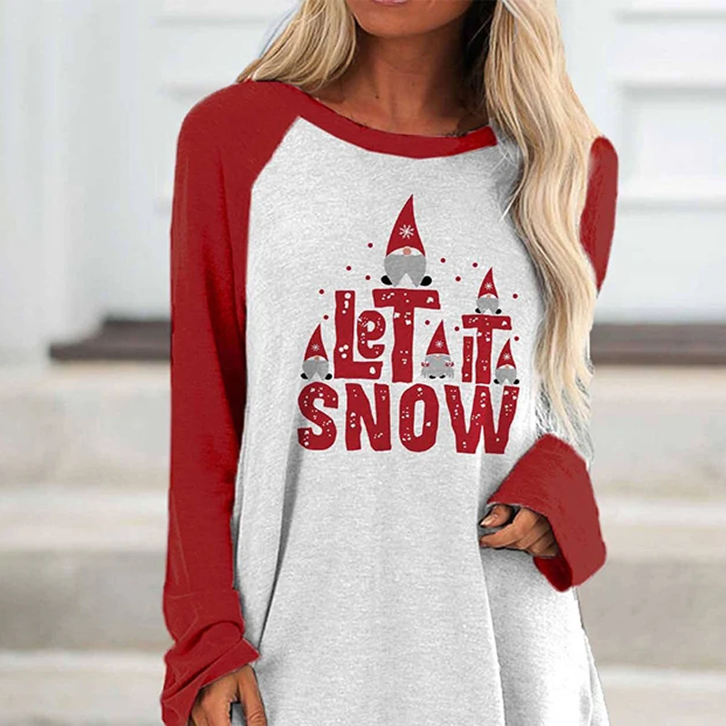 

Christmas Women's Paw Print Long Sleeves Top