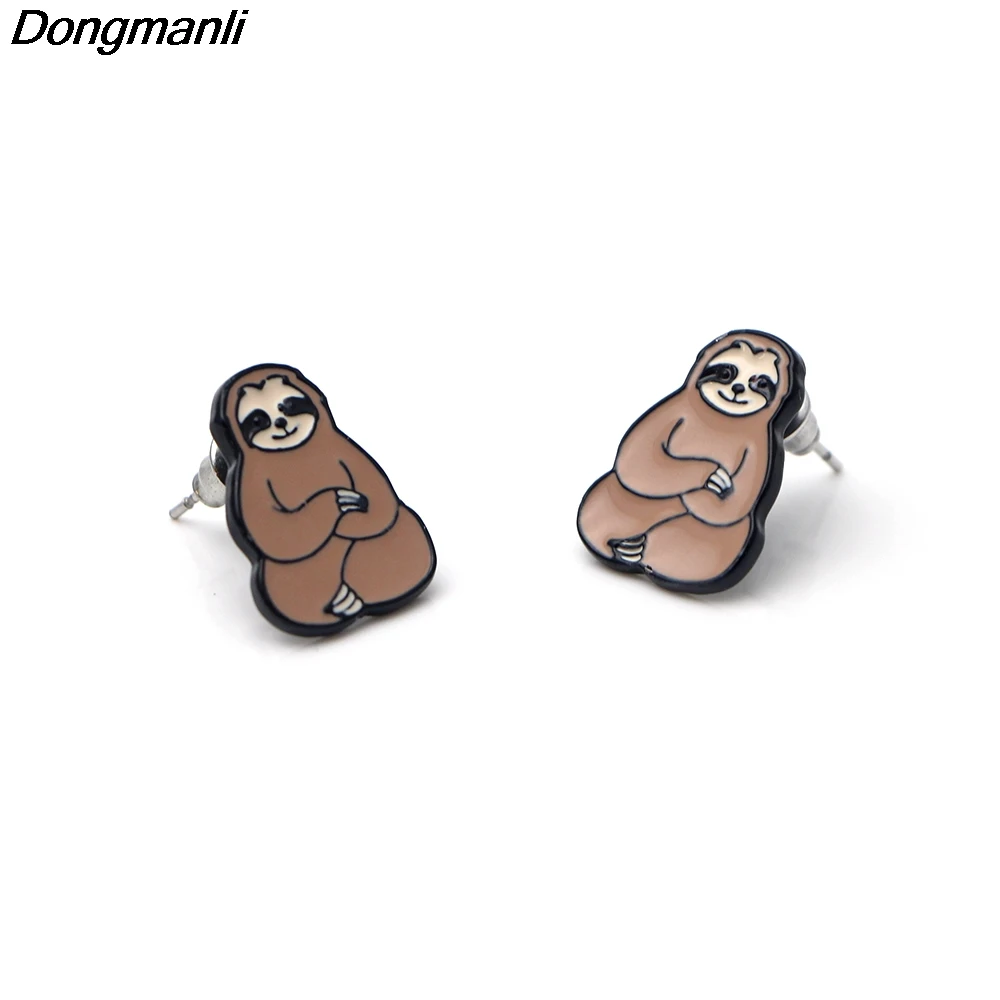

DZ1158 Sloth Cute Animal Stainless Steel Pierce Ear Stud Earrings For Womens Enamel Jewelry Earrings Kids Girls