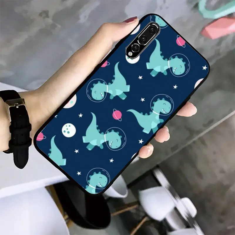 

YNDFCNB Little dinosaur Phone Case For Huawei G7 G8 P7 P8 P9 P10 P20 P30 Lite Mini Pro P Smart Plus Black Soft TPU cove fundas