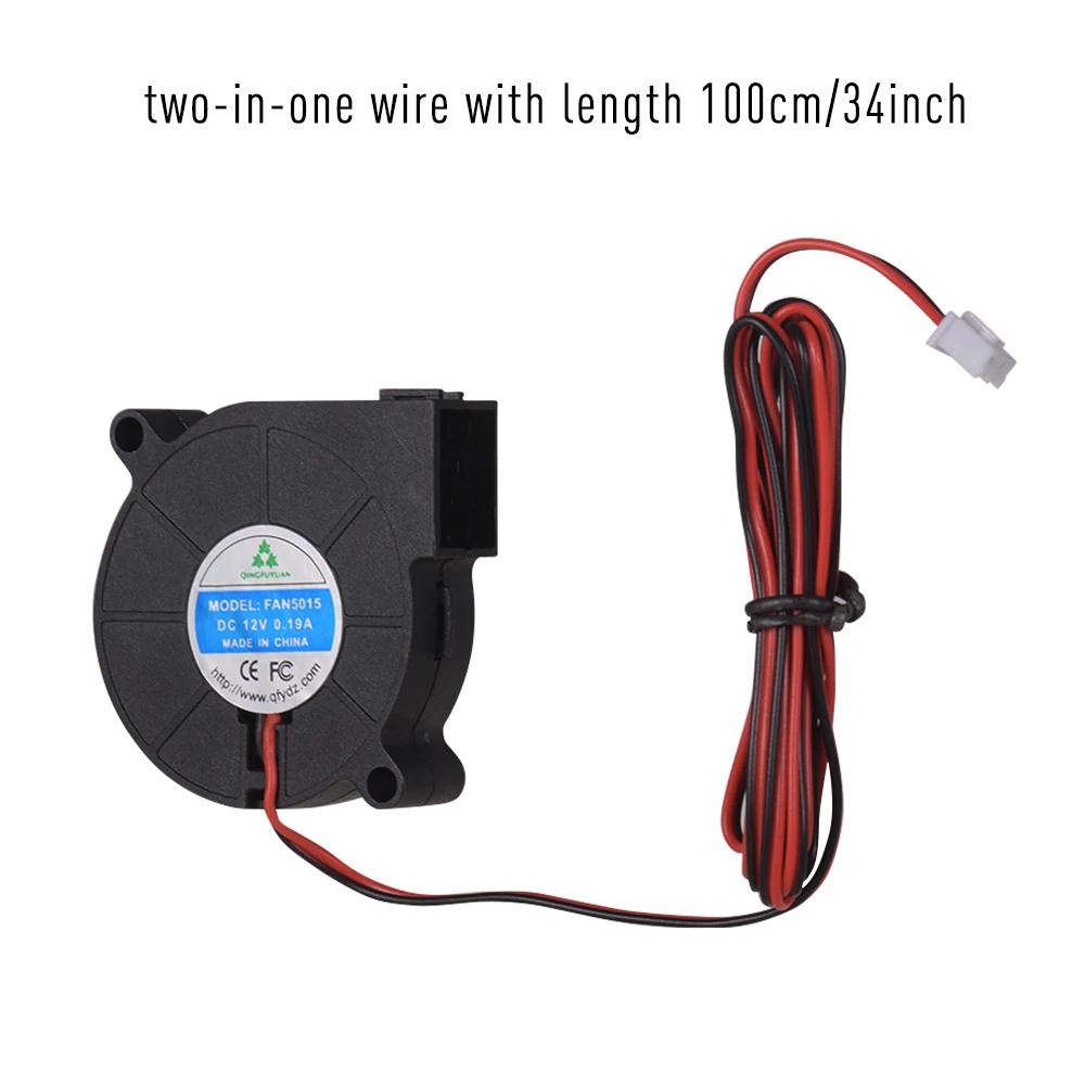 

5015 Brushless Cooling Blower Fan DC12V 0.19A Turbo Small Fan Ultra-Quiet Oil Bearing 6500RPM Size 50 * 50 * 15mm for 3D Printer