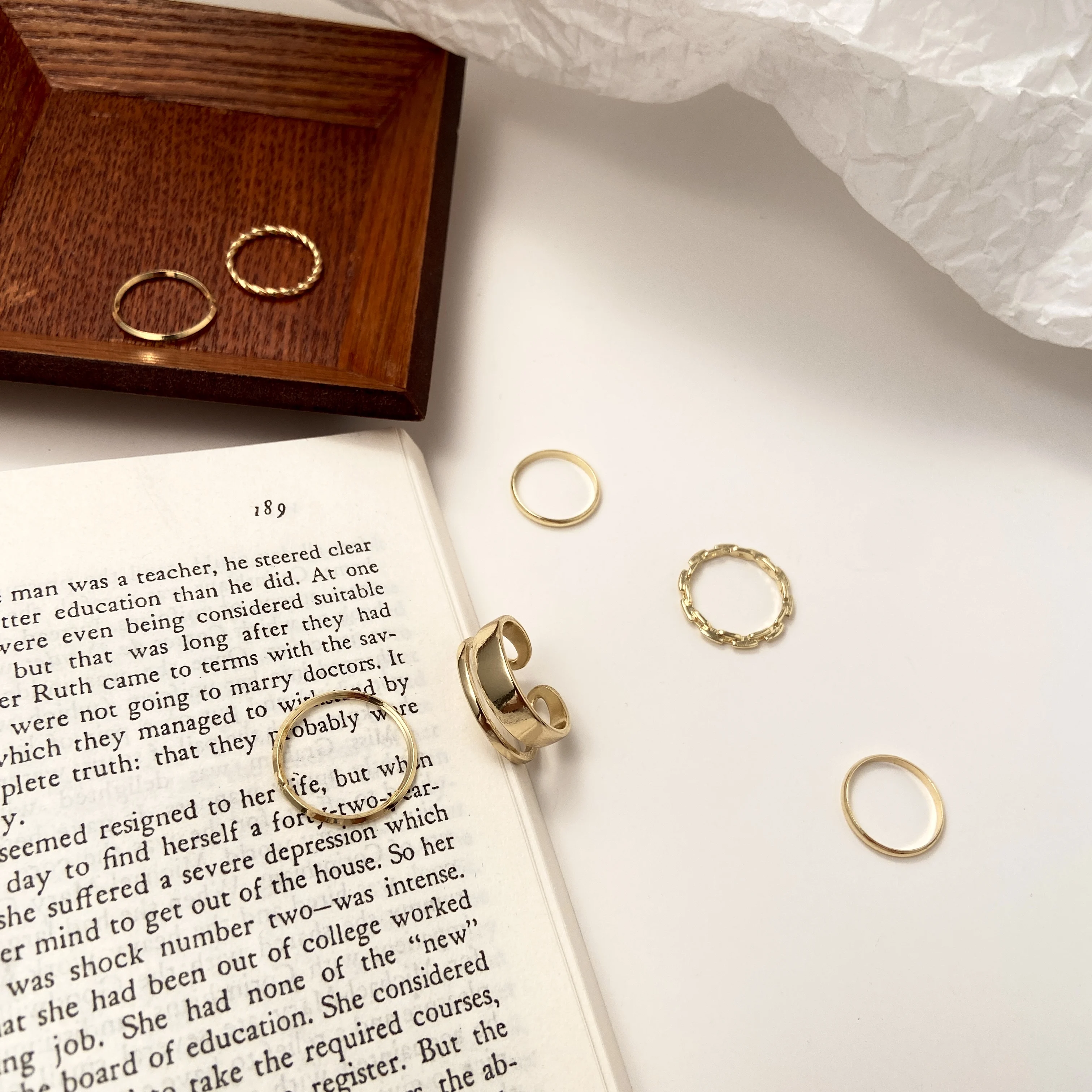 

EN Fashion Punk Joint Ring Set Geometric Twist Minimalist Jewelry Metal Circular Golden Ring For Women Street Dance Accessories