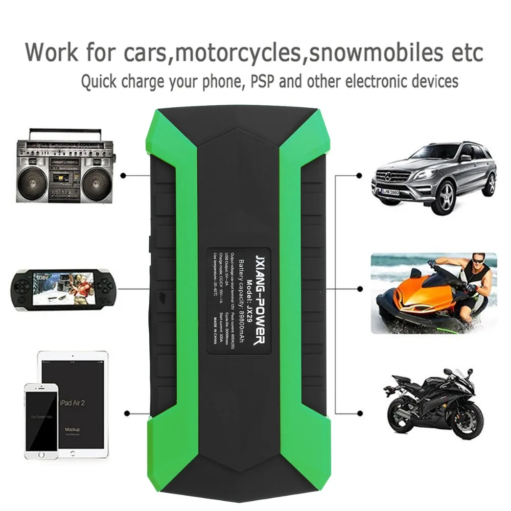 89800mAh 600A 12V 4USB автомобильный стартер, портативный автомобильный аккумулятор, зарядное устройство, аварийный внешний аккумулятор, пусковое устройство