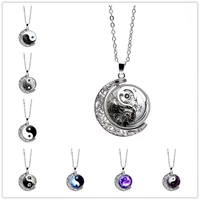 vintage chinese style yin yang tai chi crescent moon rotation pendant necklace women jewelry trendy hot classic
