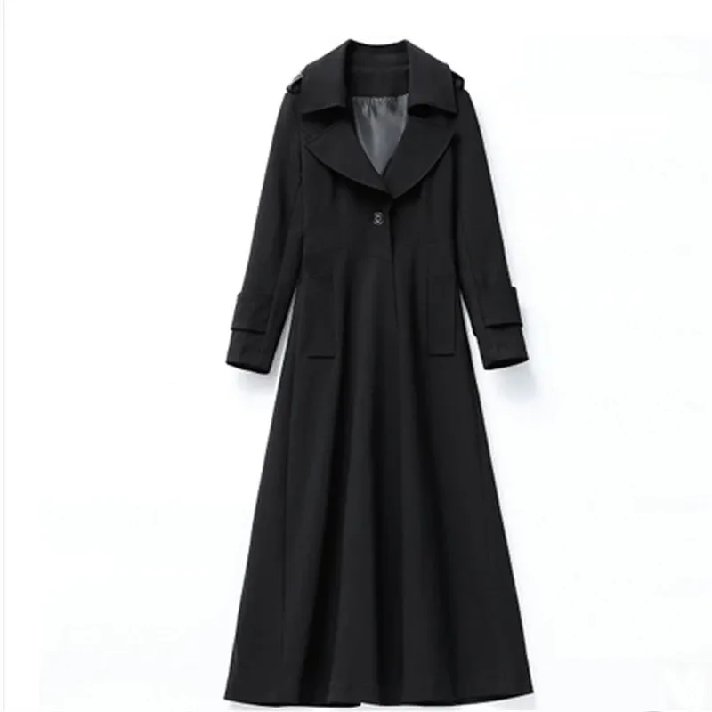 Женский Длинный тренчкот облегающее ТРАПЕЦИЕВИДНОЕ пальто весна осень