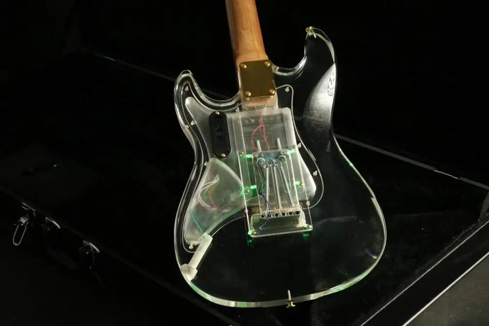 Акриловый корпус st электрогитара ra клен шеи звукосниматели sss рычаг тремоло для