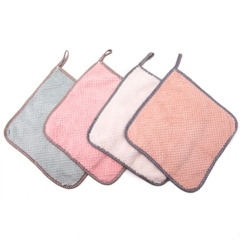 4pcs Household Kitchen Rags Gadgets Microfiber Towel Cleaning Cloth Non-stick Oil Thickened Cleaning Cloth Can Absorb Washing