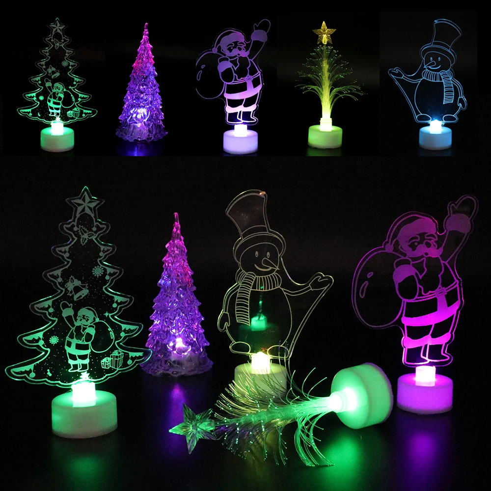 

Color Changing Christmas Xmas Tree LED Light Lamp Home Party Decoration Mini Christmas Tree Santa Claus Snowman Night Lights