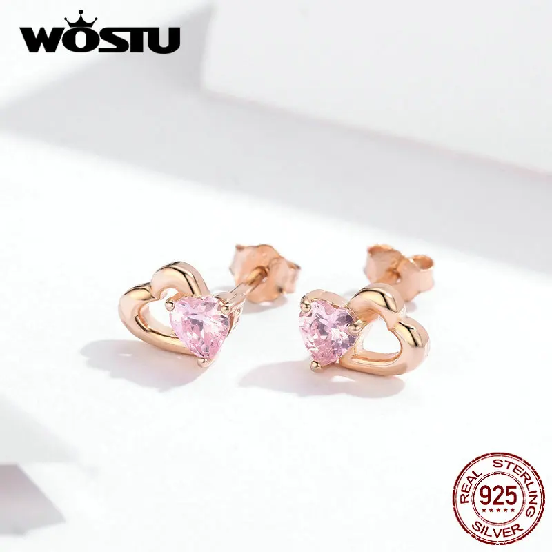 Женские Романтические серьги гвоздики WOSTU из подлинного стерлингового серебра 925