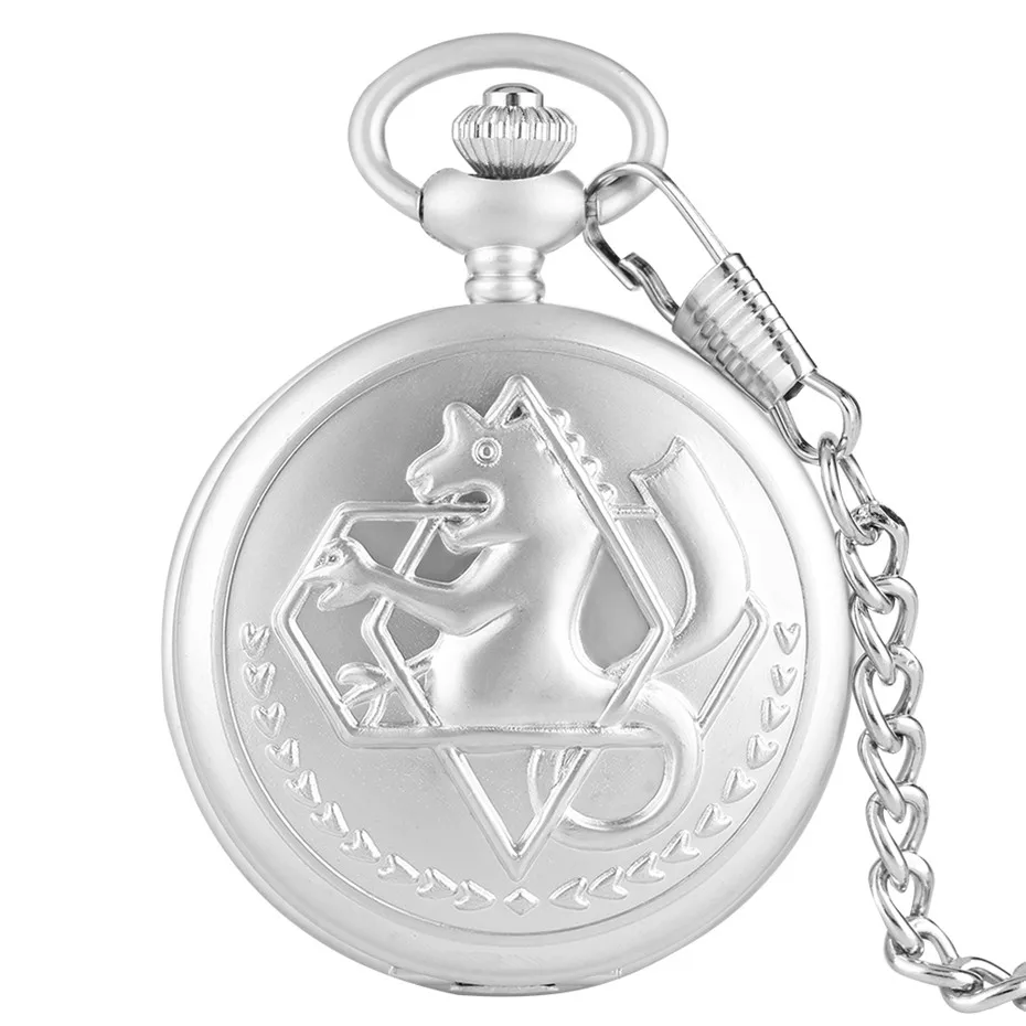 Hot Anime Cartoon Fullmetal Alchemist Pocket Watches Vintage Cosplay Necklace Pendant Clock Birthday Gifts for Men Women Kids