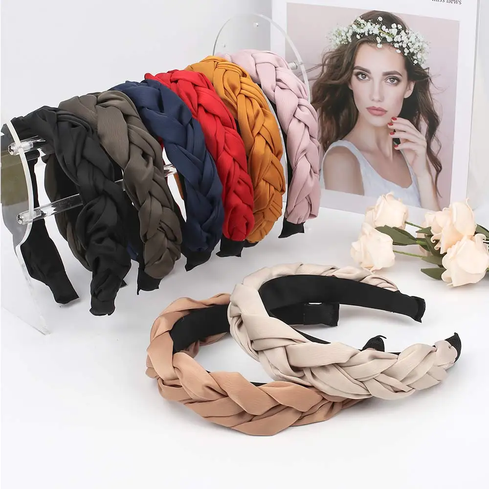

New Fashion Women Hairband Cross Knot Braid Headband Adult Autumn Winter Headwear Wide Side Turban Hair Accessories