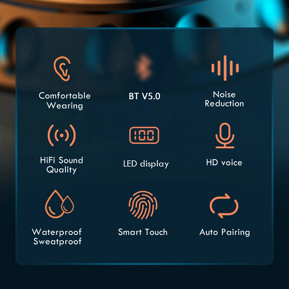 TWS стереонаушники с зарядным футляром и поддержкой Bluetooth 5 0 2200 мА · ч|Наушники
