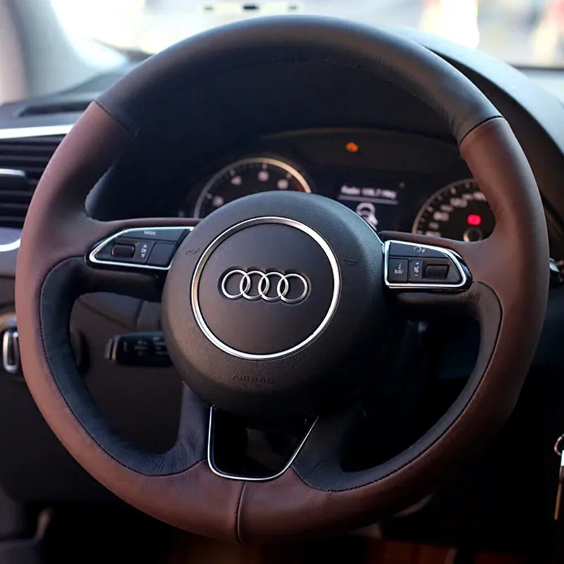 

DIY Hand-Stitched Carbon Fiber Suede Leather Car Steering Wheel Cover for Audi A6L A4L A1 A5 A7 Q3 Q5 Q7 S8 Interior Accessories