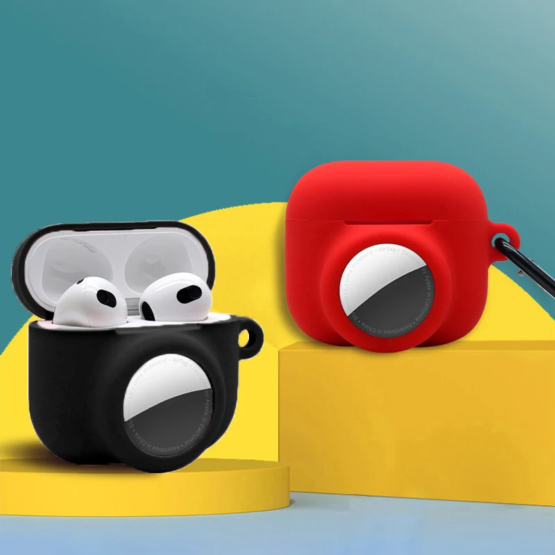 

1 шт., силиконовый чехол для AirPods 3, чехол 2 в 1, совместимый с чехлом AirTag, новые аксессуары